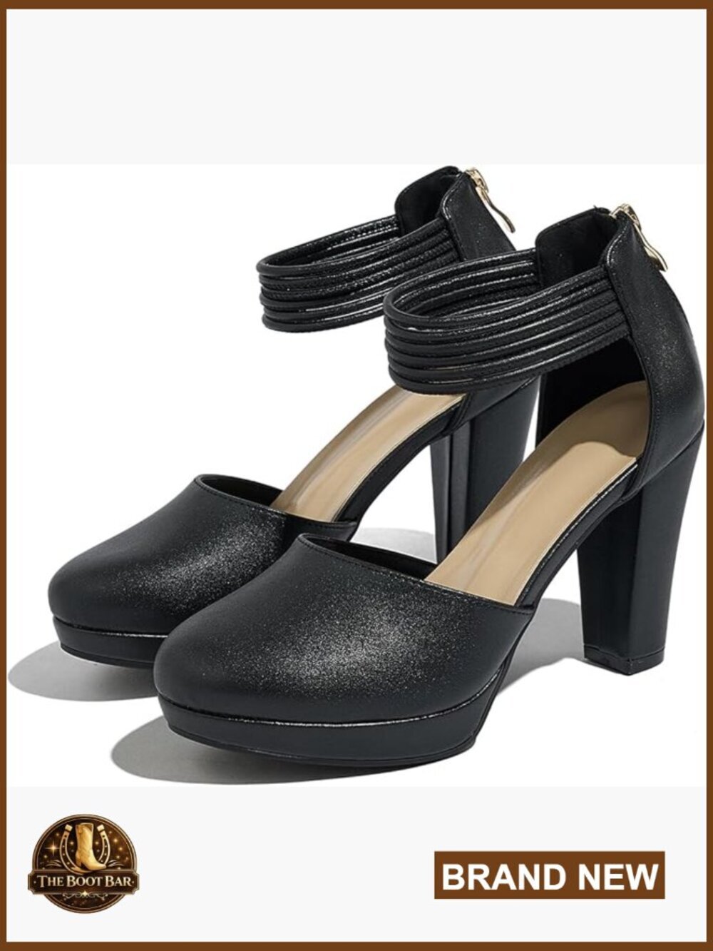 Closed Toe Platform Heels Ankle Strap Dress Pumps Women